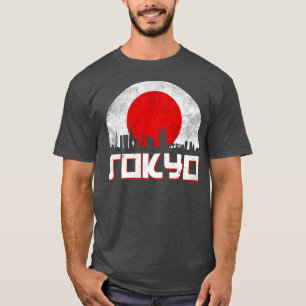 Tokyo Skyline Japan Flagga T Shirt