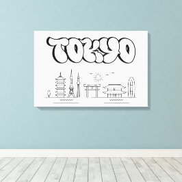 Tokyo Skyline Urban Graffiti Stretched Canvas art