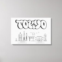 Tokyo Skyline Urban Graffiti Stretched Canvas art