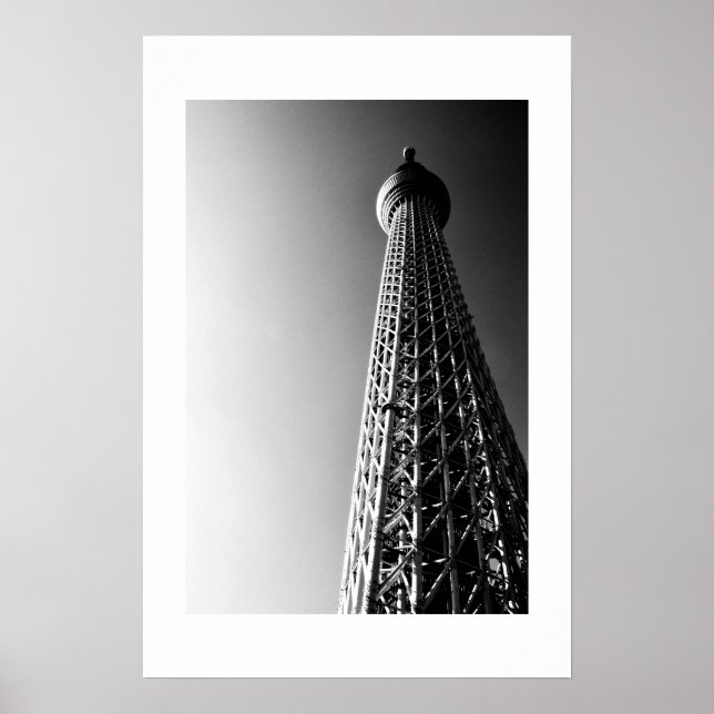 Tokyo Skytree (svart och vitt) Poster (Framsidan)