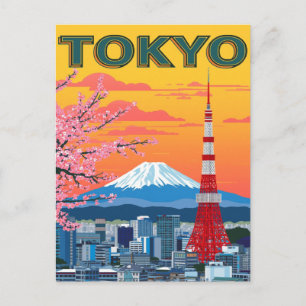 Tokyo Solnedgång och Mount Fuji Vykort