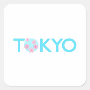 Tokyo Square Sticker Fyrkantigt Klistermärke