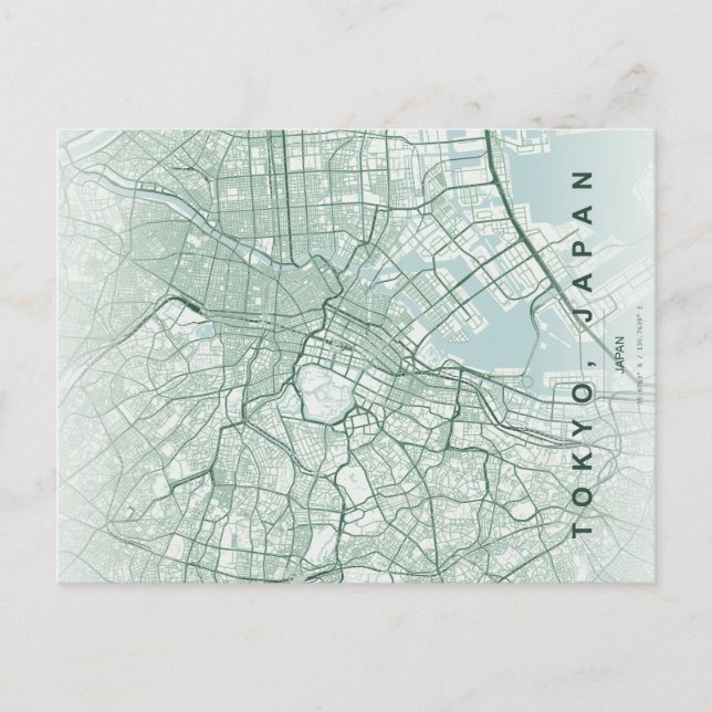 Tokyo Stad Japan Karta Minimal Postkort Vykort (Framsida)