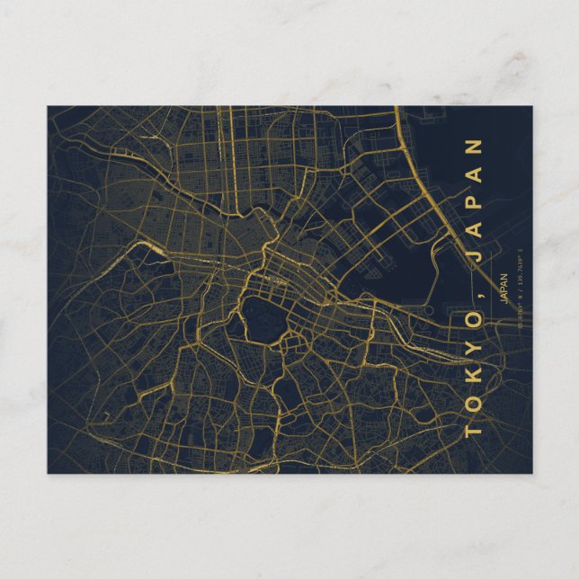 Tokyo Stad Japan Karta Minimal Postkort Vykort (Framsida)