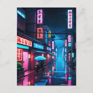 Tokyo Street på natten LoFi Art Vykort