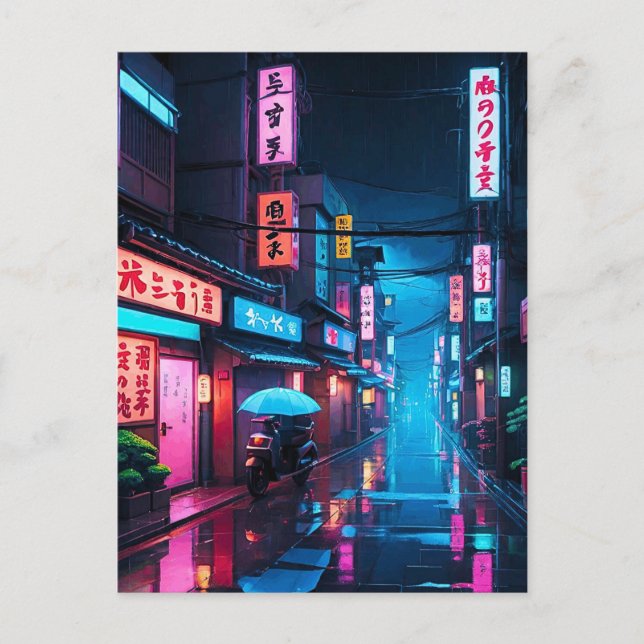 Tokyo Street på natten LoFi Art Vykort (Framsida)