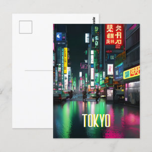 Tokyo Streets på natten Vykort