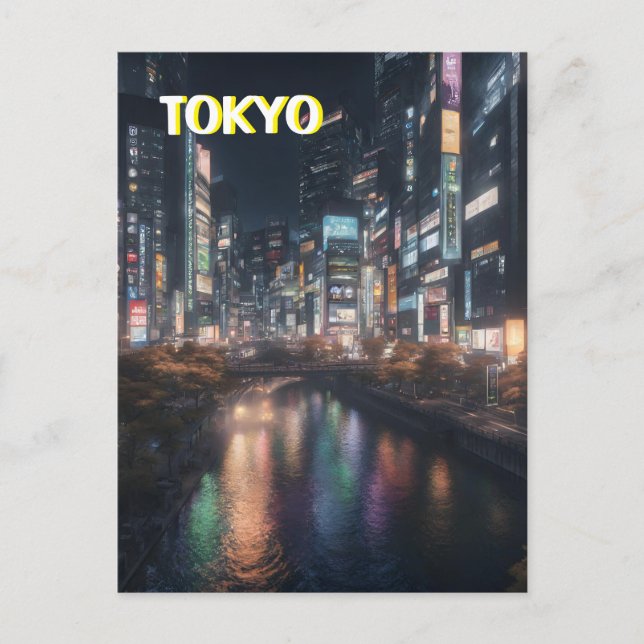 Tokyo Streets på nattvykort Vykort (Framsida)