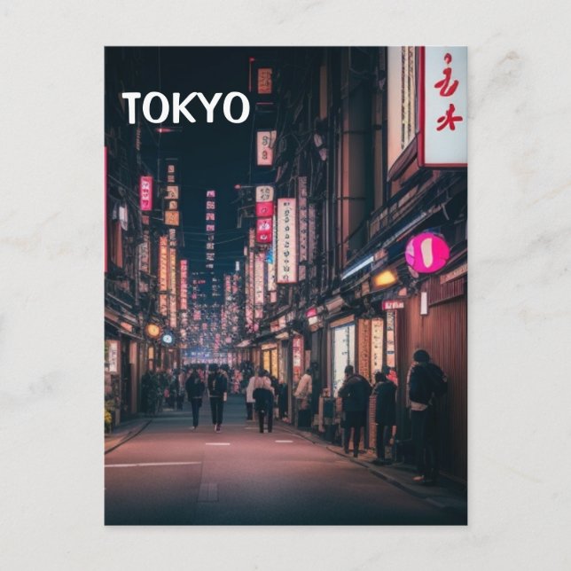 Tokyo Streets på nattvykort Vykort (Framsida)