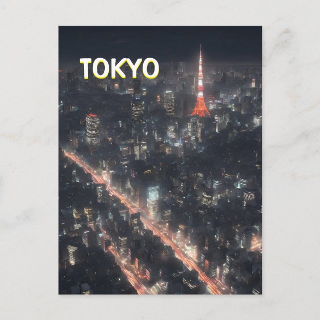 Tokyo Streets på nattvykort Vykort (Framsida)