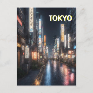 Tokyo Streets på nattvykort Vykort