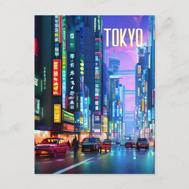 Tokyo Streets på nattvykort Vykort (Framsida)
