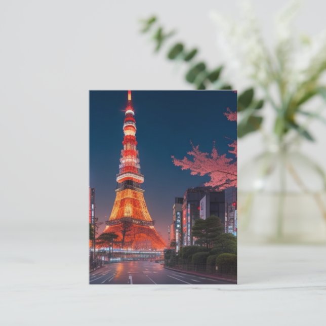 Tokyo Streets på nattvykort Vykort (Stående Fram)