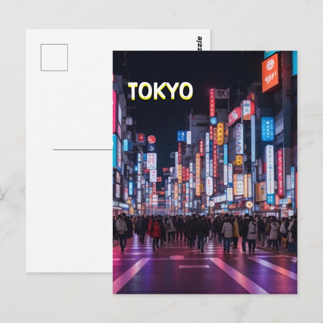 Tokyo Streets på nattvykort Vykort (Fram/baksida)