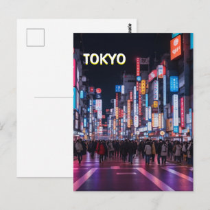 Tokyo Streets på nattvykort Vykort
