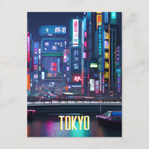 Tokyo Streets på nattvykort Vykort