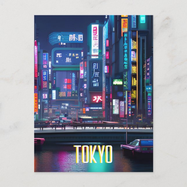 Tokyo Streets på nattvykort Vykort (Framsida)