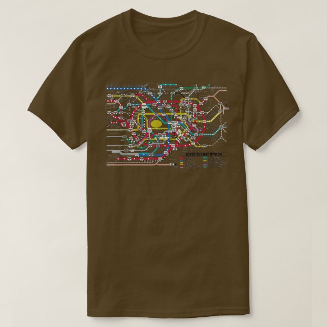 Tokyo Subway Map -  Map of the Tokyo Subway System T Shirt (Design framsida)