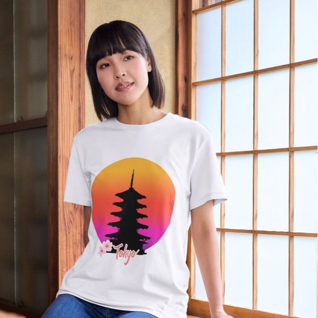 Tokyo Sunset Pagoda Vacation T Shirt (Skapare uppladdad)