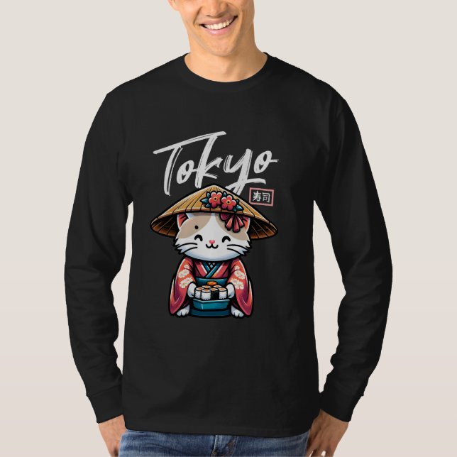 Tokyo Sushi Japanese Stuff Harajuku Kitten Kawaii  T Shirt (Framsida)