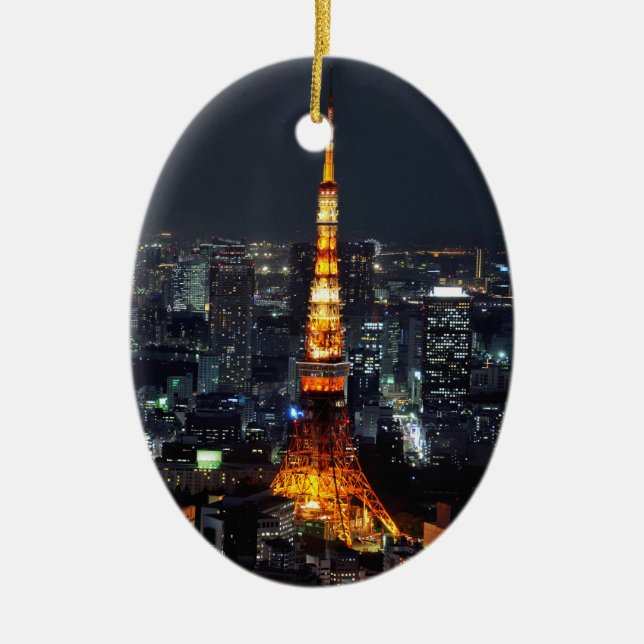 Tokyo Torn efter natt: Julgransprydnad Keramik (Framsidan)