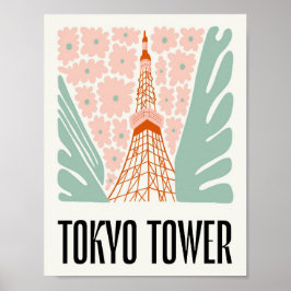 Tokyo Torn Japan-abstrakten resande blommigt art Poster