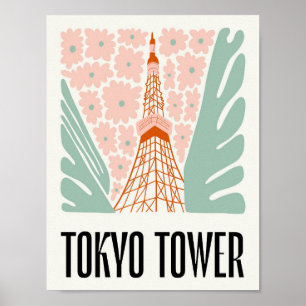 Tokyo Torn Japan-abstrakten resande blommigt art Poster