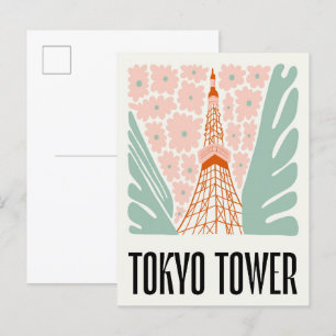 Tokyo Torn Japan-abstrakten resande blommigt art Vykort