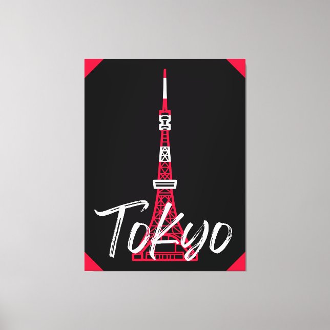 Tokyo Torn Sketch of Minato, Tokyo, Japan Canvastryck (Framsida)