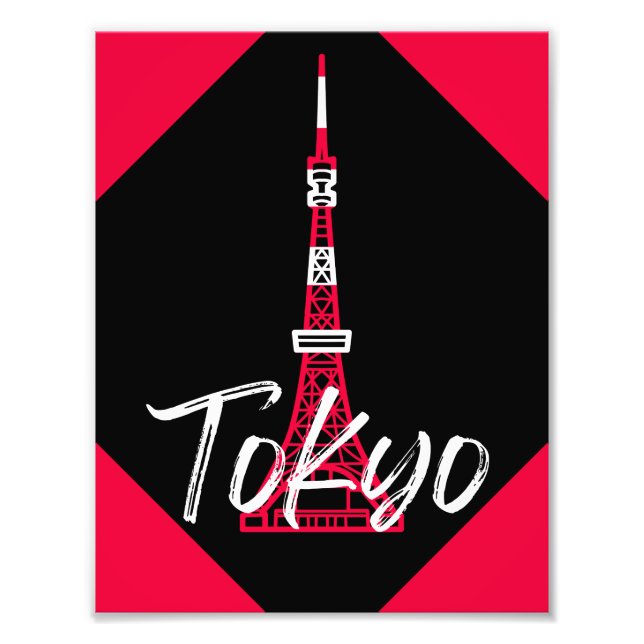 Tokyo Torn Sketch of Minato, Tokyo, Japan Fototryck (Framsidan)