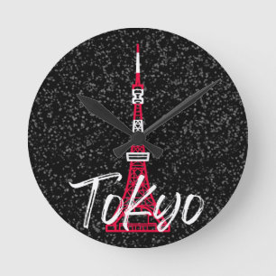 Tokyo Torn Sketch of Minato, Tokyo, Japan Rund Klocka