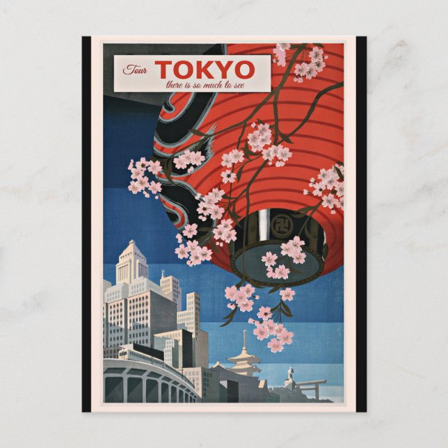 Tokyo Tour, vintage resor poster Vykort (Framsida)