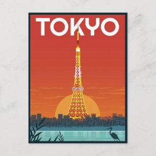 Tokyo Tower Japan resa Retropresenter Vykort