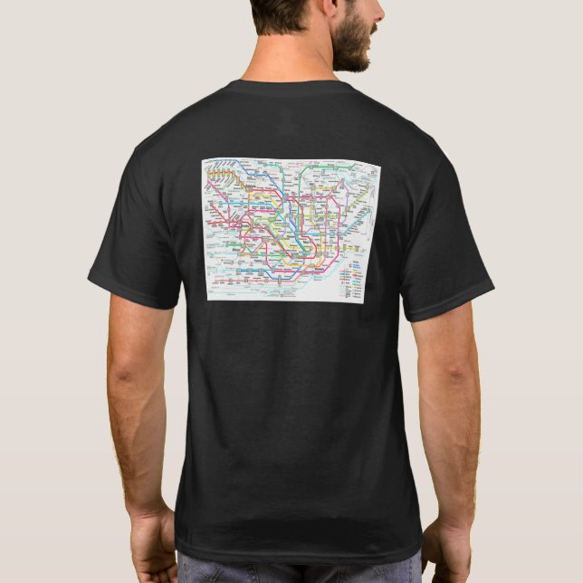 Tokyo Tunnelbanan Karta Japan T Shirt (Baksida)