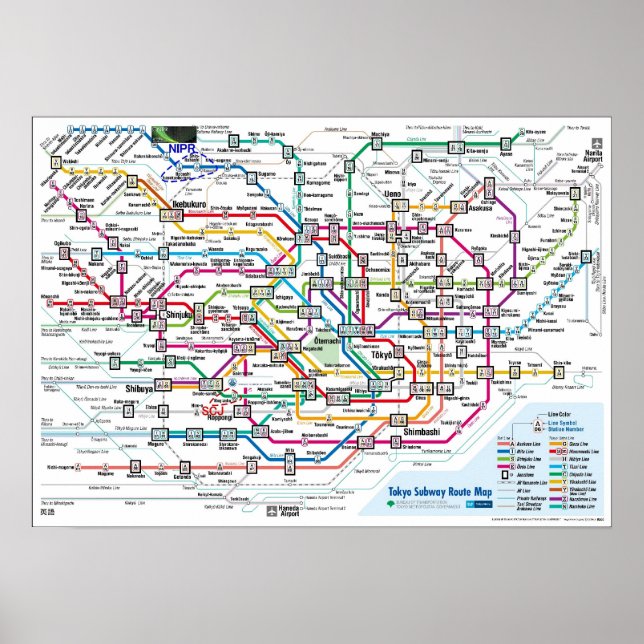 Tokyo Tunnelbanan Karta (Ultra High-Res) stor Poster (Framsidan)