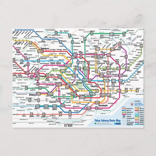 Tokyo Tunnelbanan Karta vykort (Framsida)