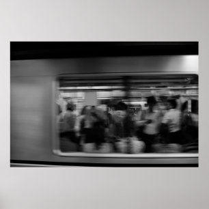 Tokyo-Tunnelbanan - svartvit fotografi Poster