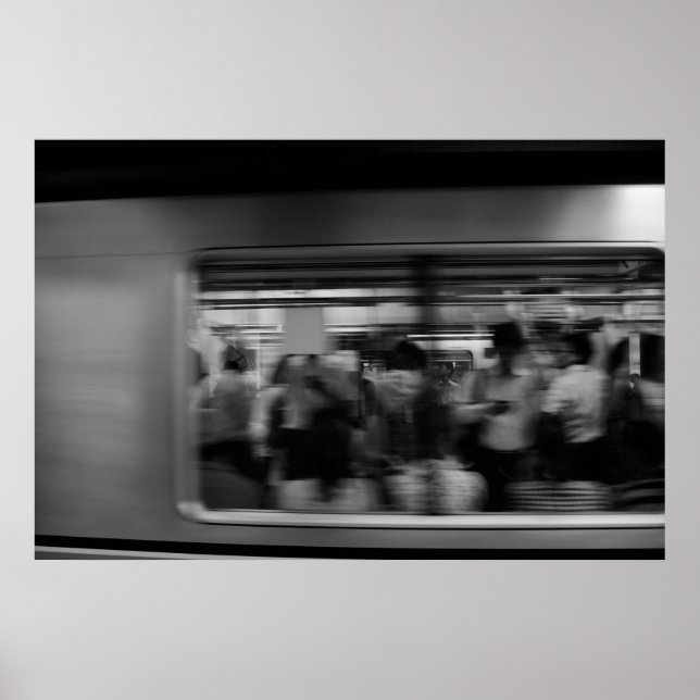 Tokyo-Tunnelbanan - svartvit fotografi Poster (Framsidan)