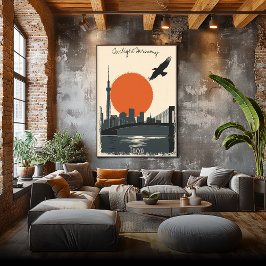 Tokyo Twilight - Minimalistiska Skyline Reflection Poster