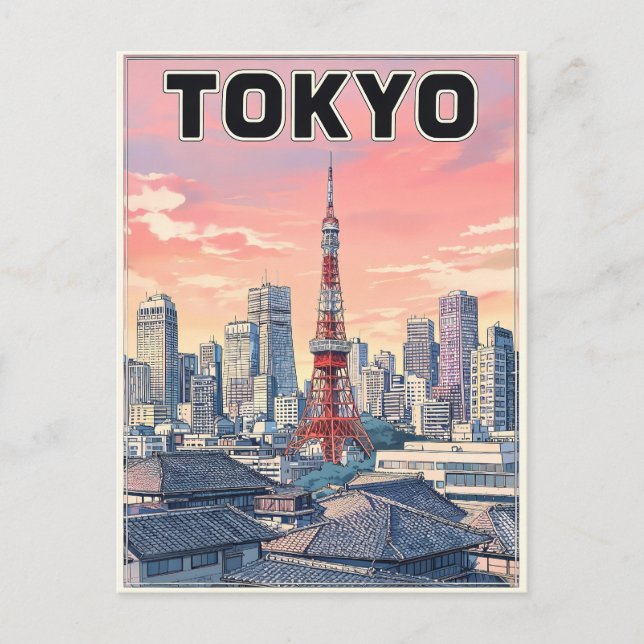 Tokyo Vintage Anime Resa vykort (Framsida)