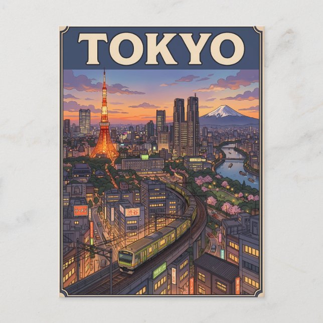 Tokyo Vintage Anime Resa vykort (Framsida)
