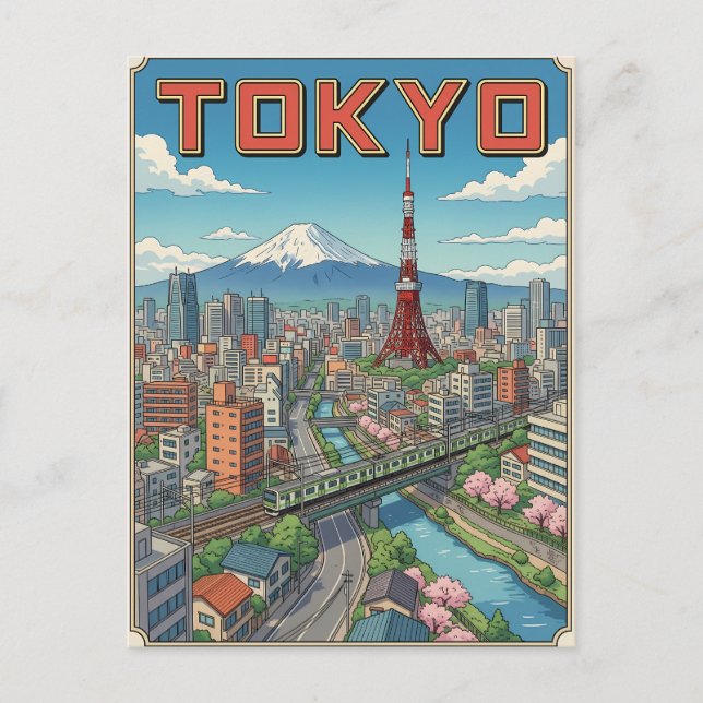 Tokyo Vintage Anime Resa vykort (Framsida)