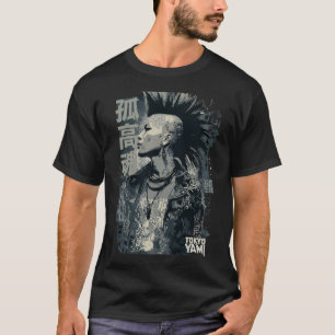 Tokyo Yami – Ensam Själ Punk med Japansk Typografi T Shirt