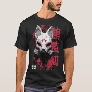 Tokyo Yami – Svart pestfox med japansk typografi T Shirt