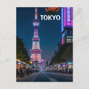 Tokyos gator på natten vykort