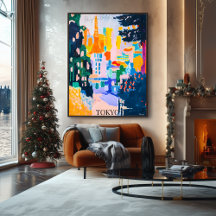 Tokyos horisont med torn i fauvistisk konststil