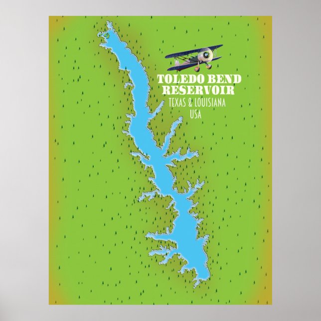 Toledo Bend reseroir Texas & Louisiana Karta Poster (Framsidan)