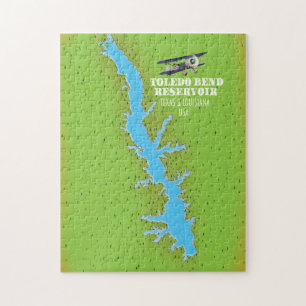 Toledo Bend reseroir Texas & Louisiana Karta Pussel