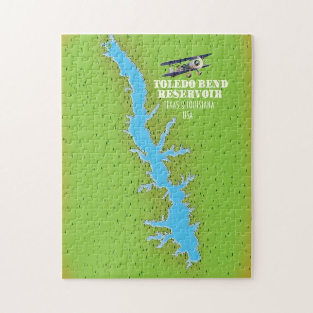 Toledo Bend reseroir Texas & Louisiana Karta Pussel (Vertikal)