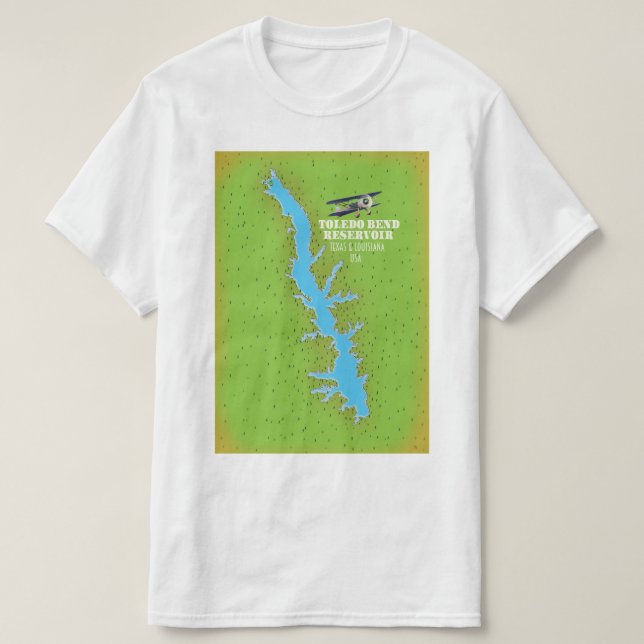 Toledo Bend reseroir Texas & Louisiana Karta T Shirt (Design framsida)